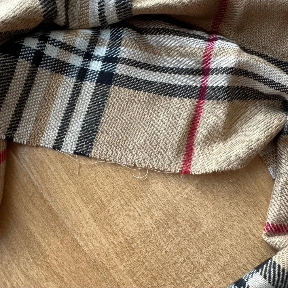 Classic Narrow Check Scarf, Fringe Edged Scarf, Beige/Black/Red